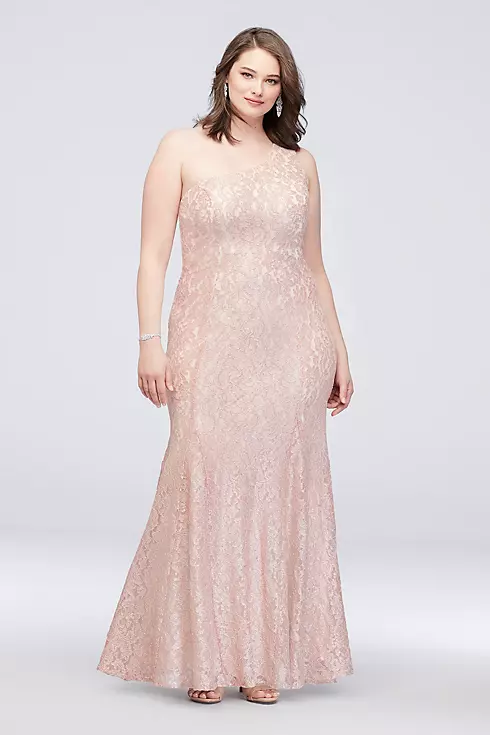 One-Shoulder Glitter Lace Mermaid Gown Image 1