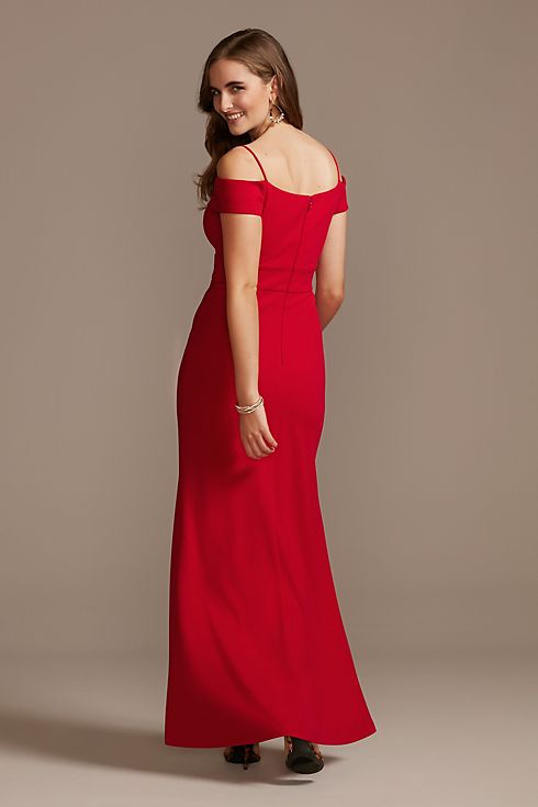 Off the Shoulder Fold Seamed Gown with Slit Image 2
