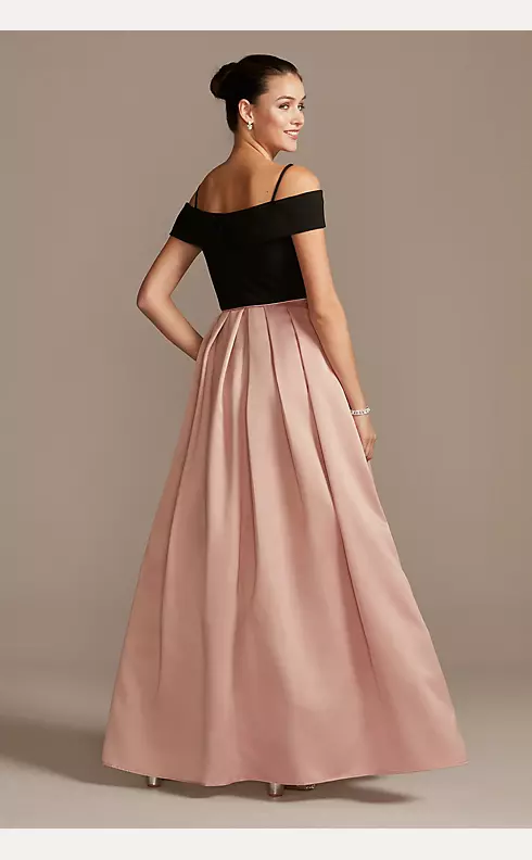 Off-the-Shoulder Gown with Pocketed Satin Skirt Image 2