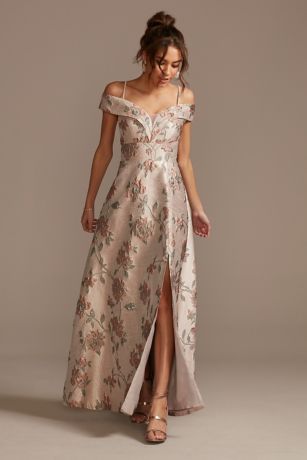 off the shoulder flowy prom dress