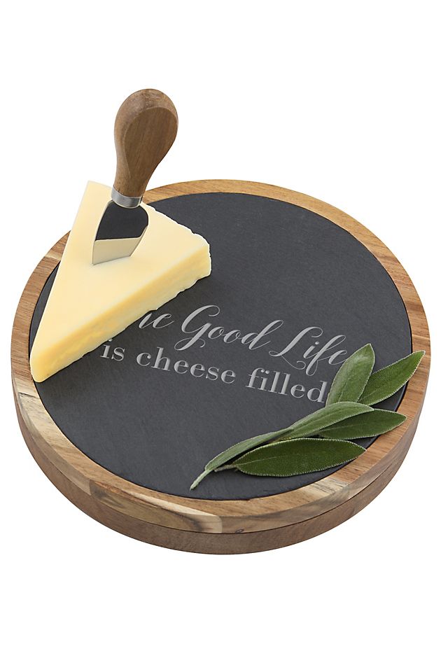 Personalized Slate and Acacia Cheese Board Set Image 2