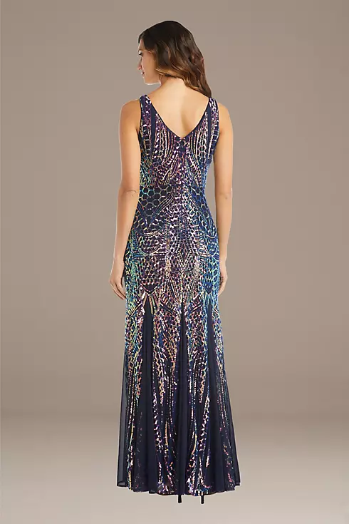 Floor-Length Sequin Double V-Neck Party Dress Image 2