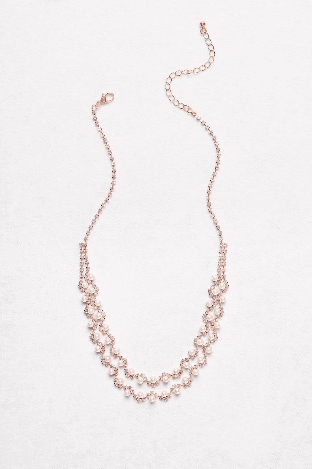 Pearl and Crystal Double-Strand Necklace Image 1