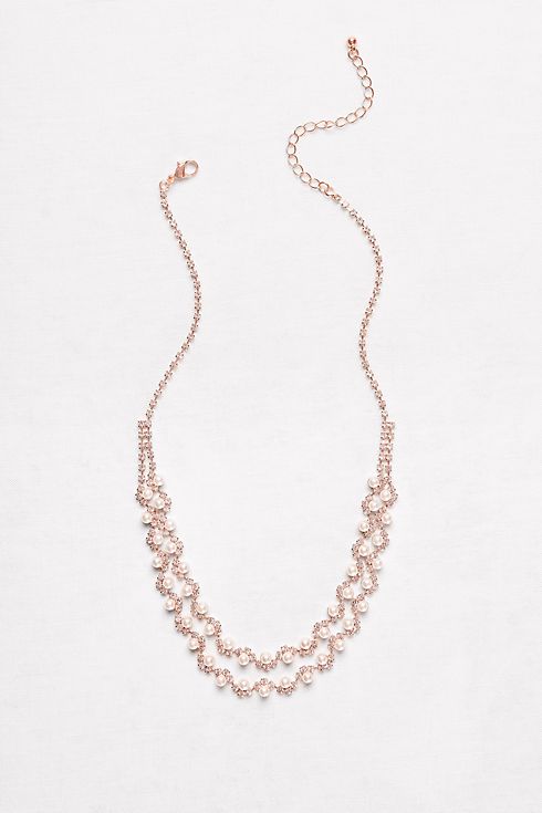 Pearl and Crystal Double-Strand Necklace Image