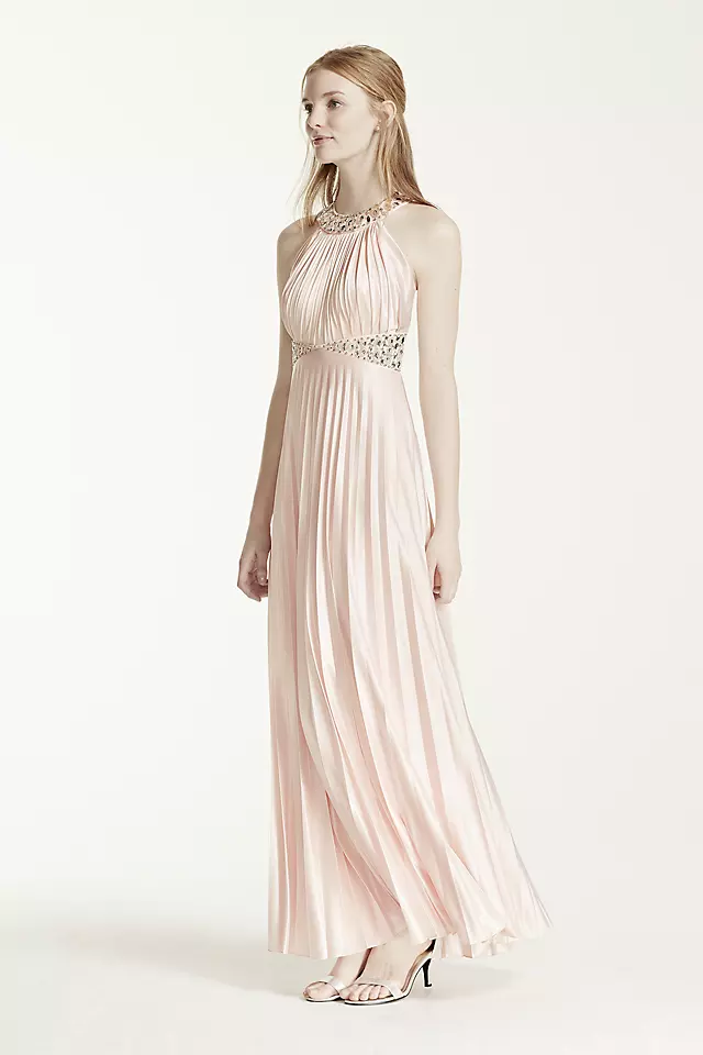 Crystal Embellished Strappy Back Halter Dress  Image
