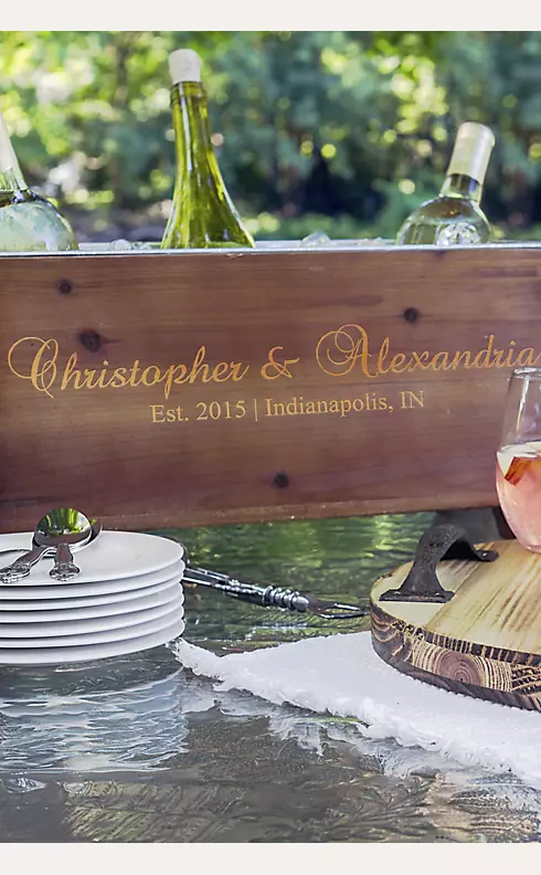 Personalized Wooden Wine Trough Image 3