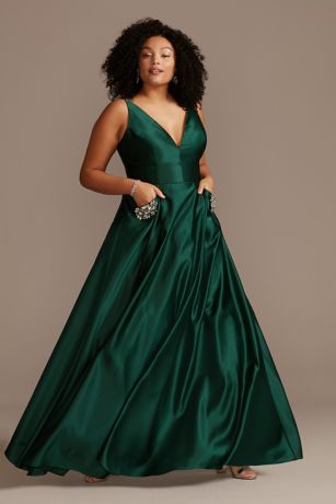 pink and green formal gown