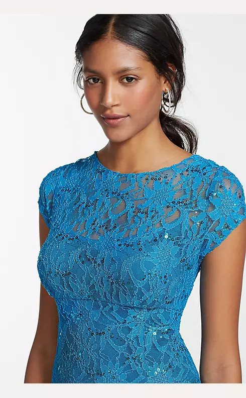 Short Cap Sleeve Lace and Sequin Dress Image 5