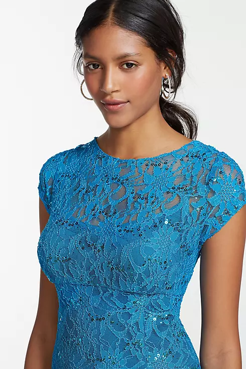 Short Cap Sleeve Lace and Sequin Dress Image 5