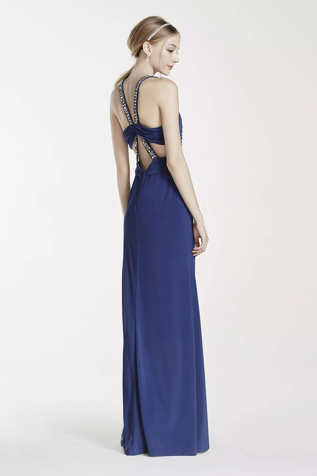 Embellished Strappy Back Dress with Ruched Waist Image 2