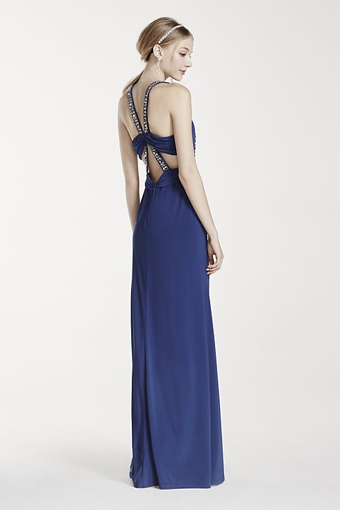 Embellished Strappy Back Dress with Ruched Waist Image 3