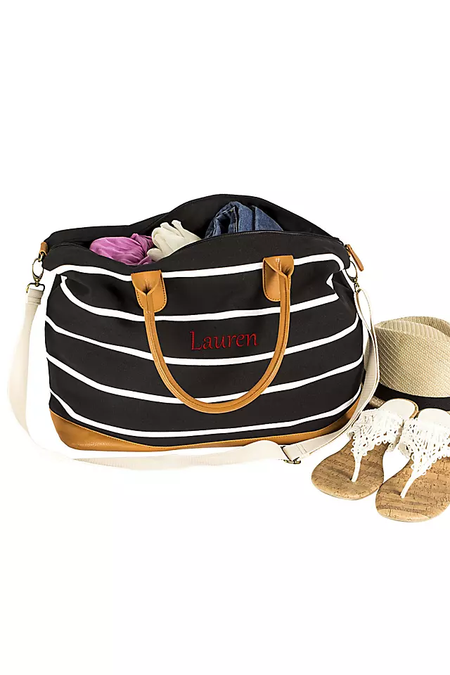 Personalized Striped Canvas Weekender Bag  Image 2