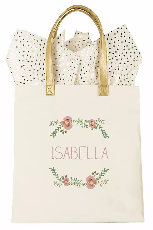 Personalized Floral Canvas Tote Bag Image 1