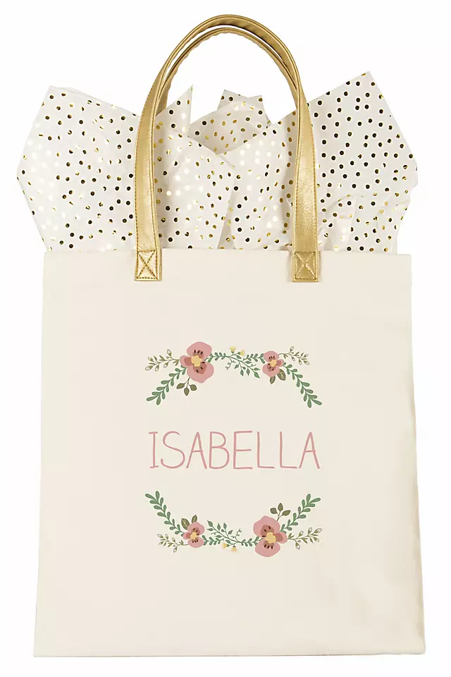 Personalized Floral Canvas Tote Bag Image