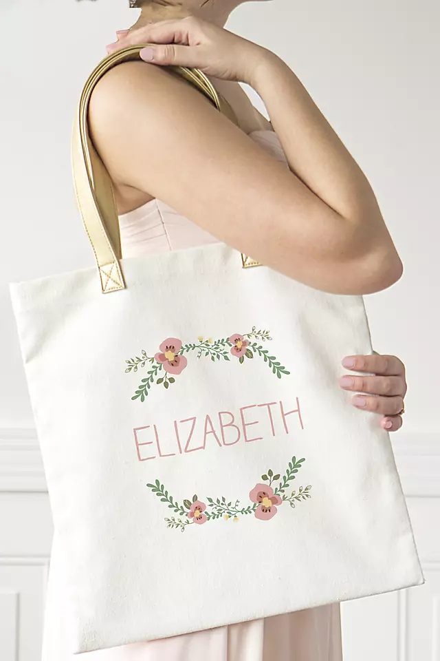 Personalized Floral Canvas Tote Bag Image 7