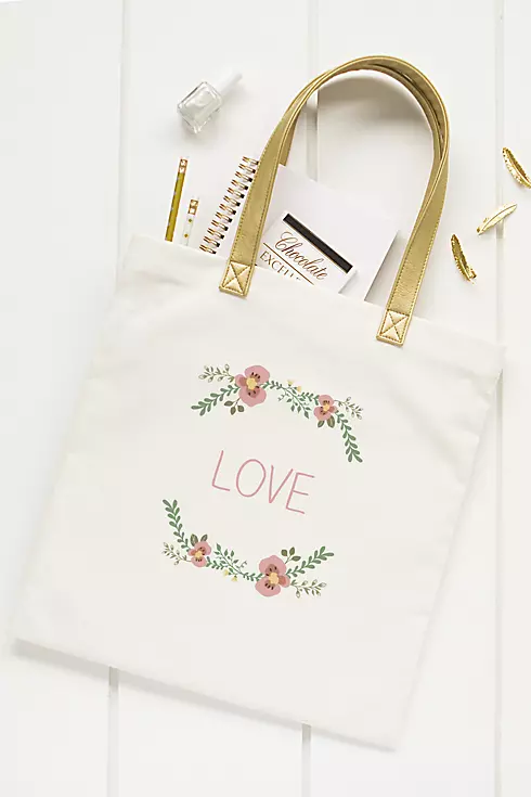 Personalized Floral Canvas Tote Bag Image 4