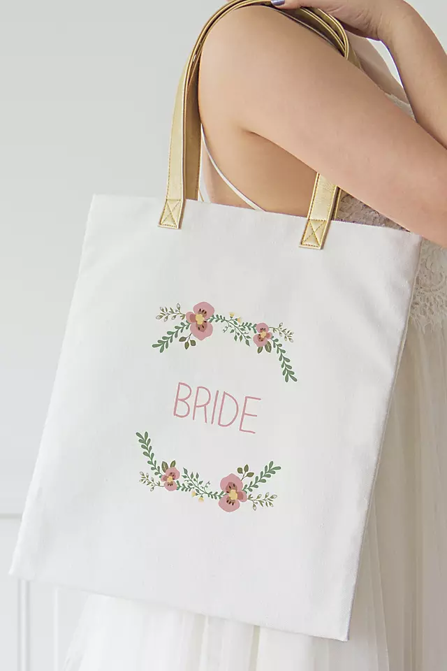 Personalized Floral Canvas Tote Bag Image 3