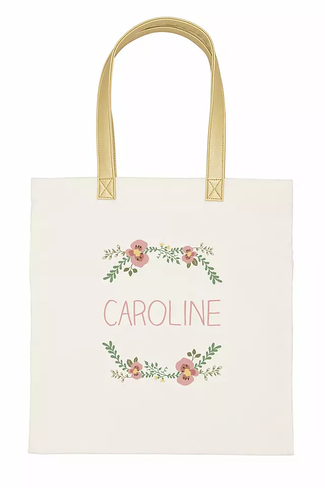 Personalized Floral Canvas Tote Bag Image 2