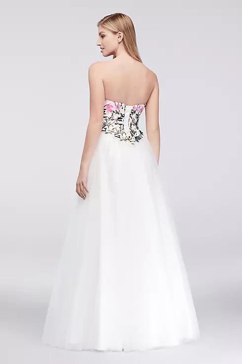 Embroidered Bodice Ball Gown with Lace-Up Back Image 2