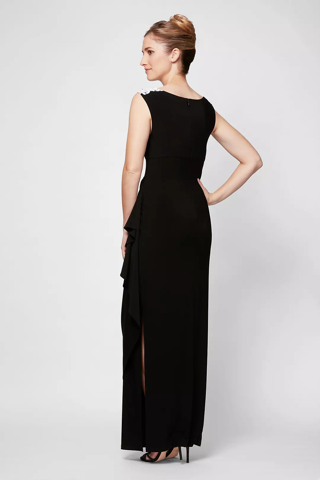 Petite Embroidered Yoke Matte Jersey Sheath Dress | David's Petite Embroidered Yoke Matte Jersey Sheath Dress | David's