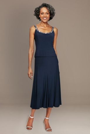 Tea-Length A-Line Two-Piece Set with Jacket | David's Bridal