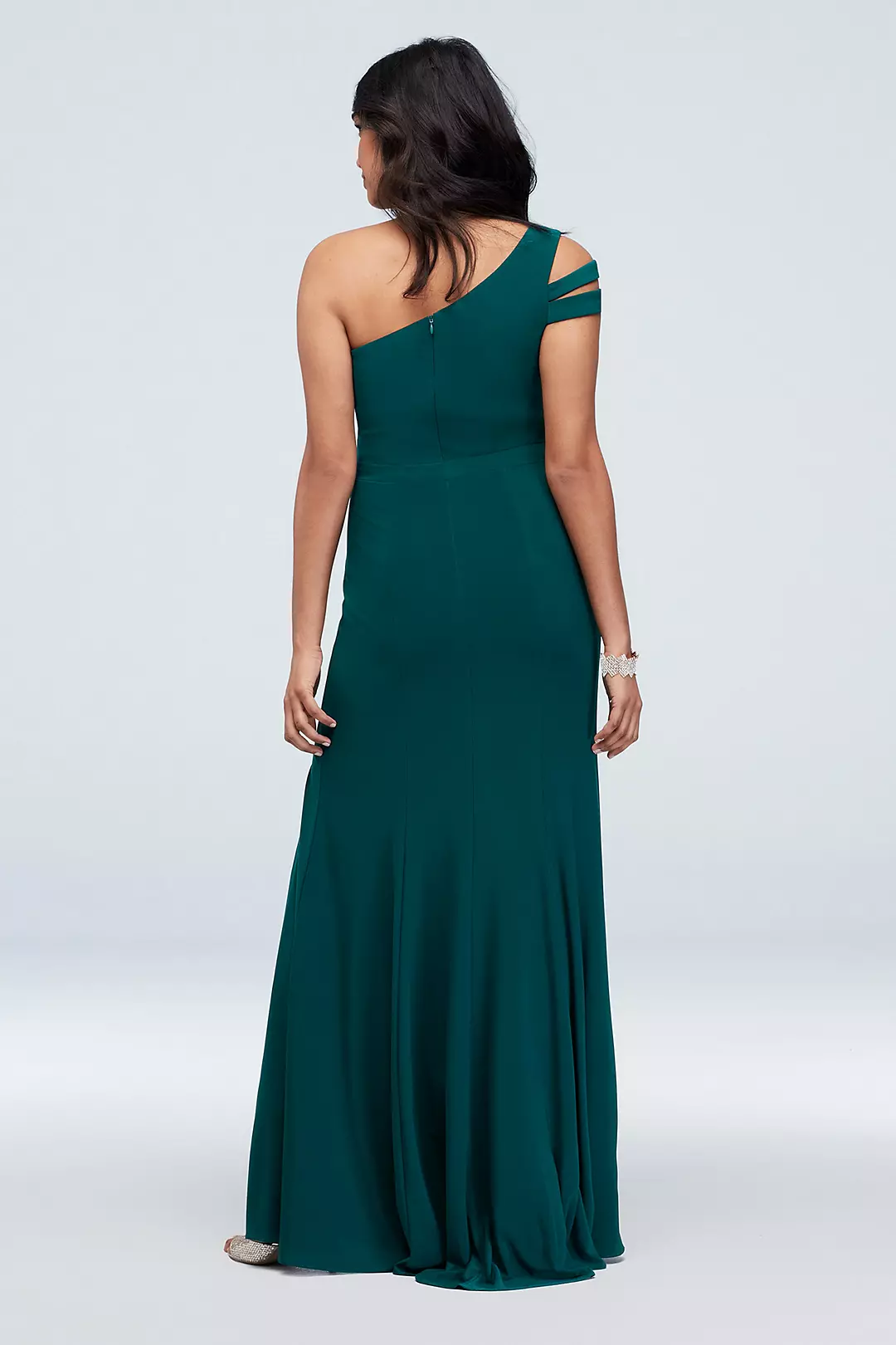 Banded Asymmetric Sleeve Stretch Jersey Gown Image 2