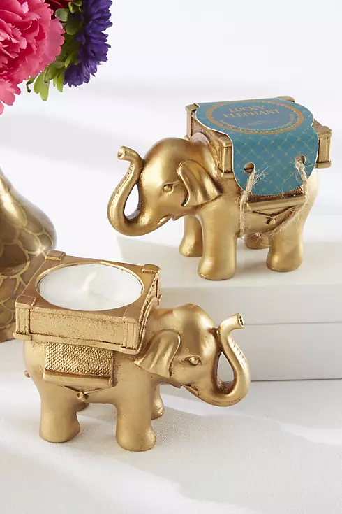 Golden Elephant Tealight Holders Image 1