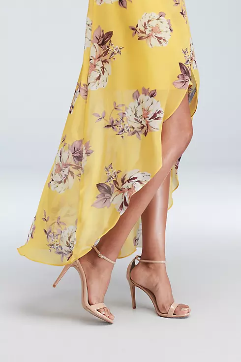 One Shoulder Floral Dress With Chiffon Wrap Skirt Image 4