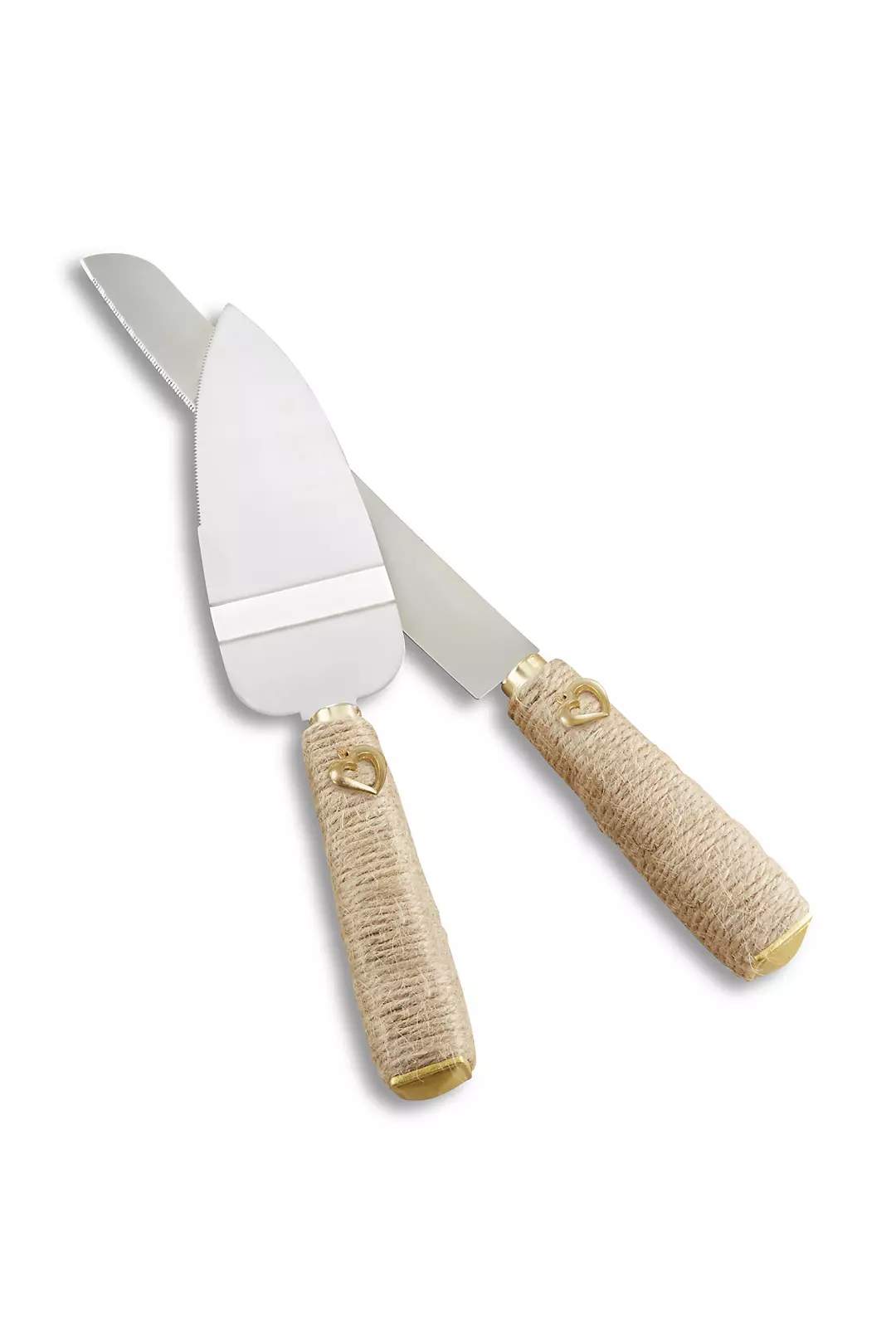 Rattan Wrapped Cake Knife and Server Set of 2