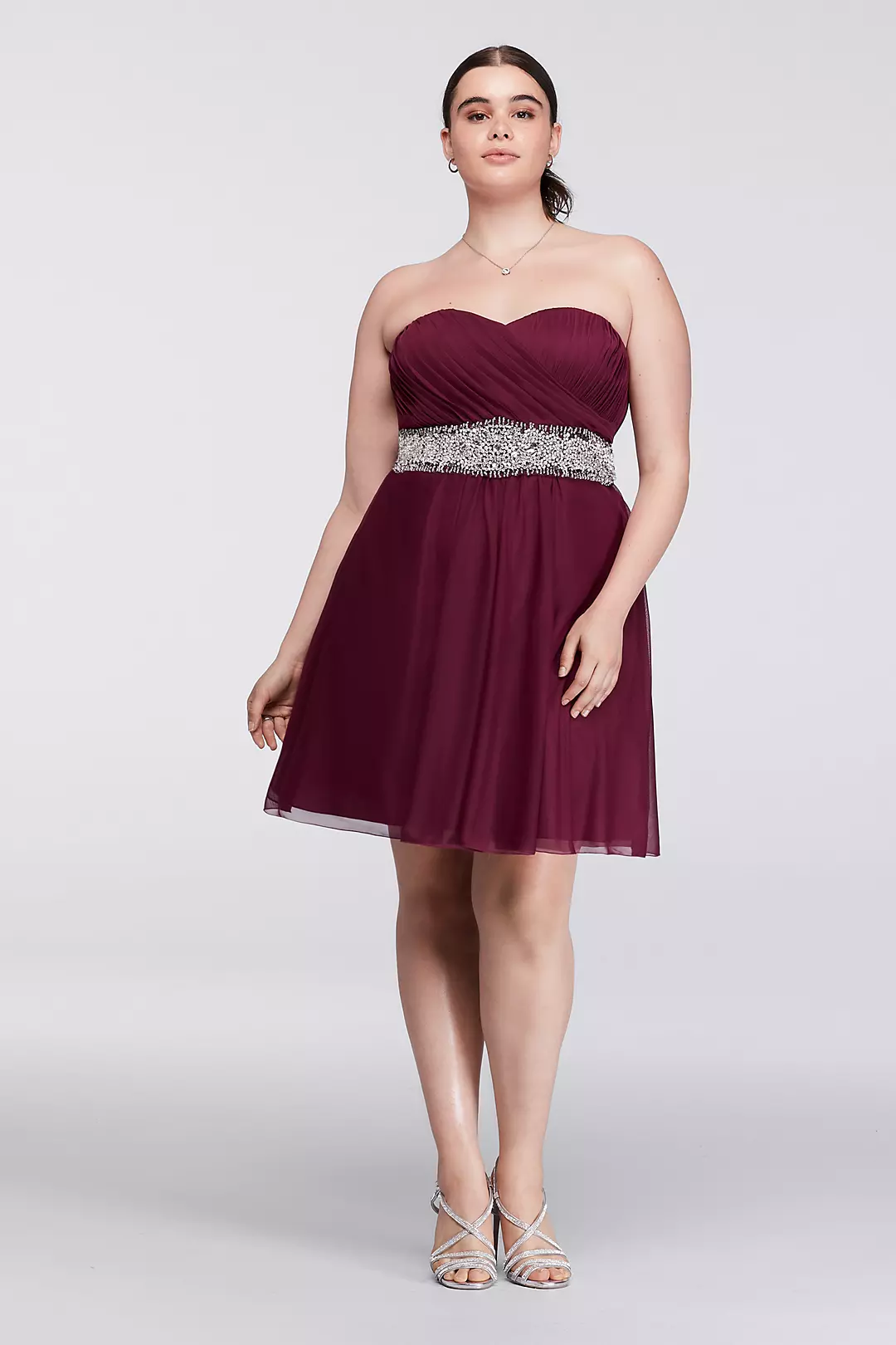Short Strapless Dress with Richly Beaded Waist Image