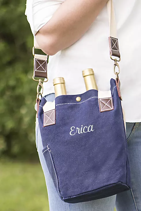 Personalized Waxed Canvas Wine Tote Image 10