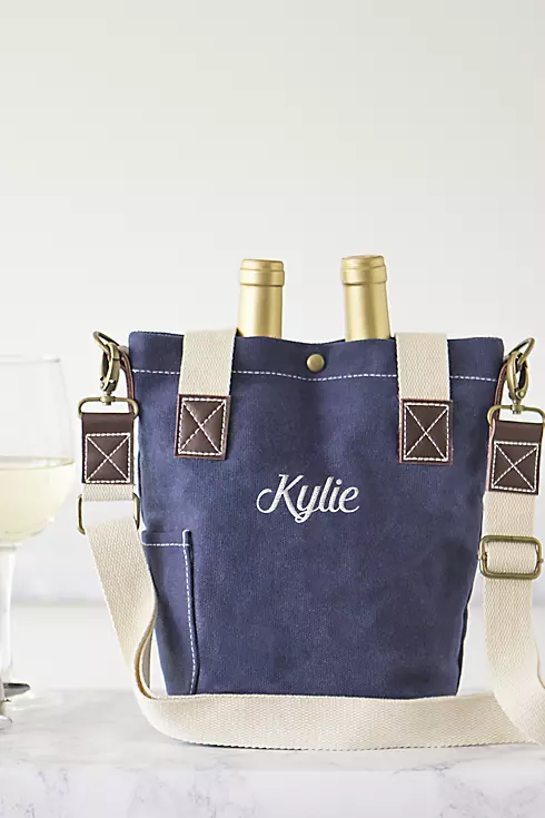Personalized Waxed Canvas Wine Tote Image 7