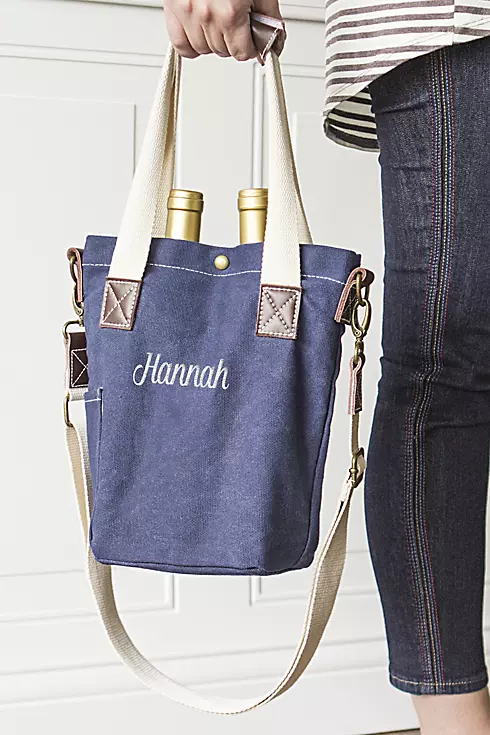 Personalized Waxed Canvas Wine Tote Image 8