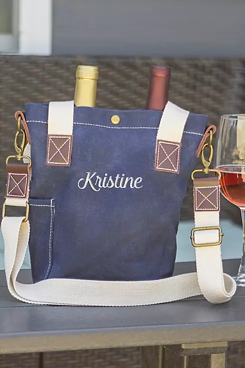 Personalized Waxed Canvas Wine Tote Image 9