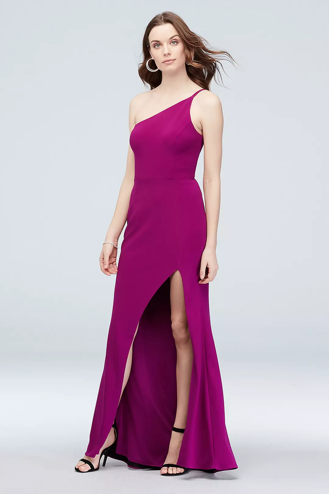 Asymmetric Shoulder Gown with Skinny Double Straps Image