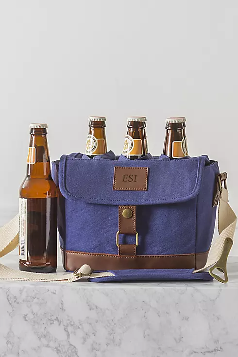 Personalized Insulated Waxed Canvas Bottle Carrier Image 9
