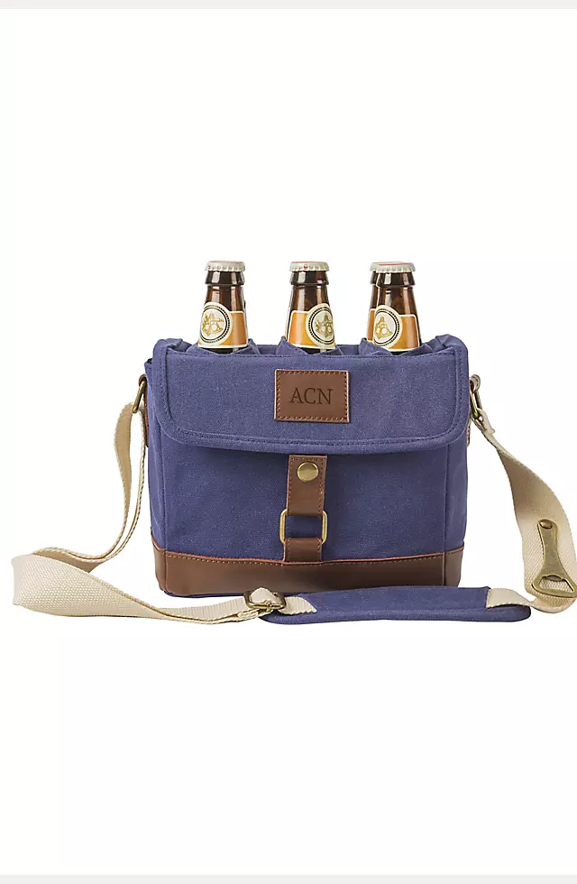 Personalized Insulated Waxed Canvas Bottle Carrier Image 7