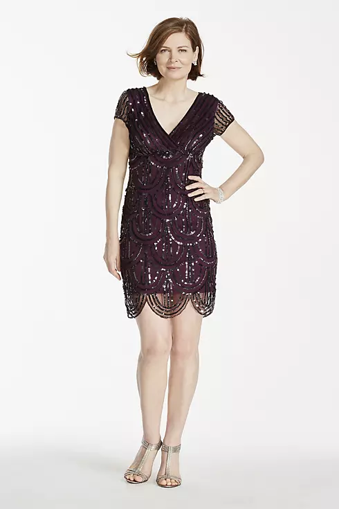 Short Cap Sleeve Dress with Sequin Detail Image 1