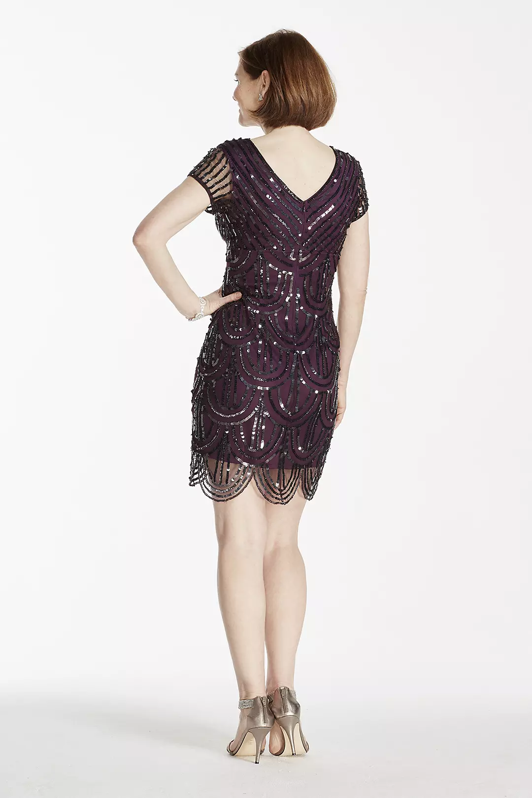 Short Cap Sleeve Dress with Sequin Detail Image 2