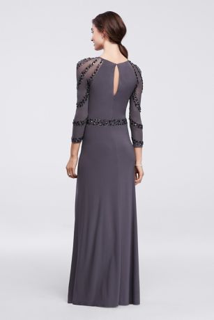 Beaded Charcoal Grey Bridesmaid Dress