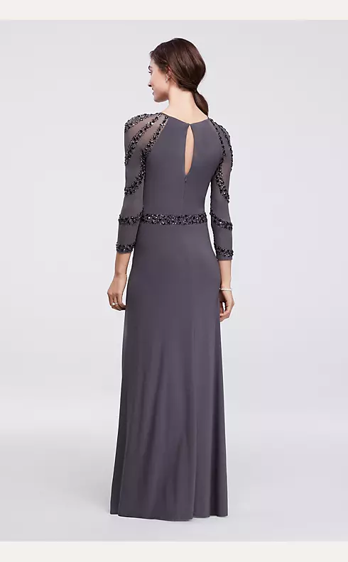 Illusion Long Sleeve Dress with Beaded Waist Image 3