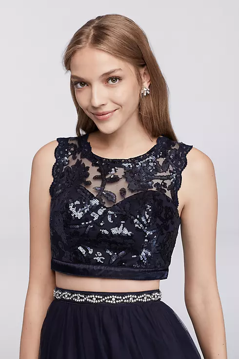 Homecoming Sequin Crop Top with Tulle Skirt Image 3