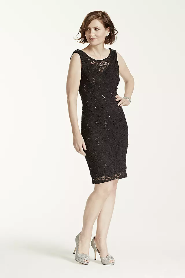 All Over Lace Short Dress With Cowl Back Image