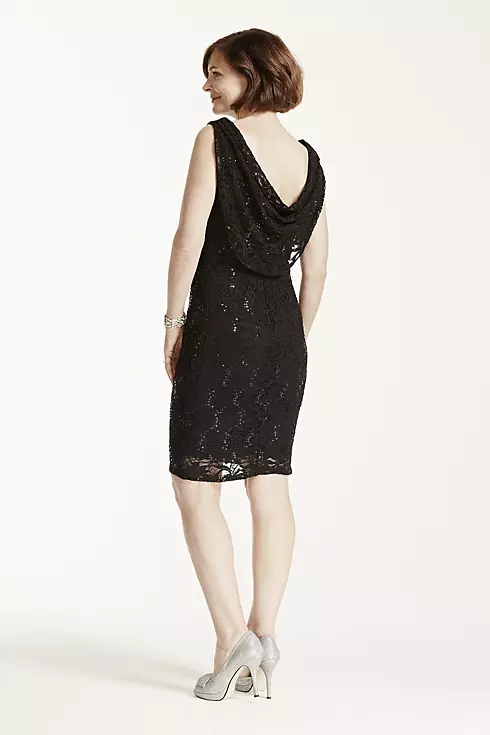 All Over Lace Short Dress With Cowl Back Image 2