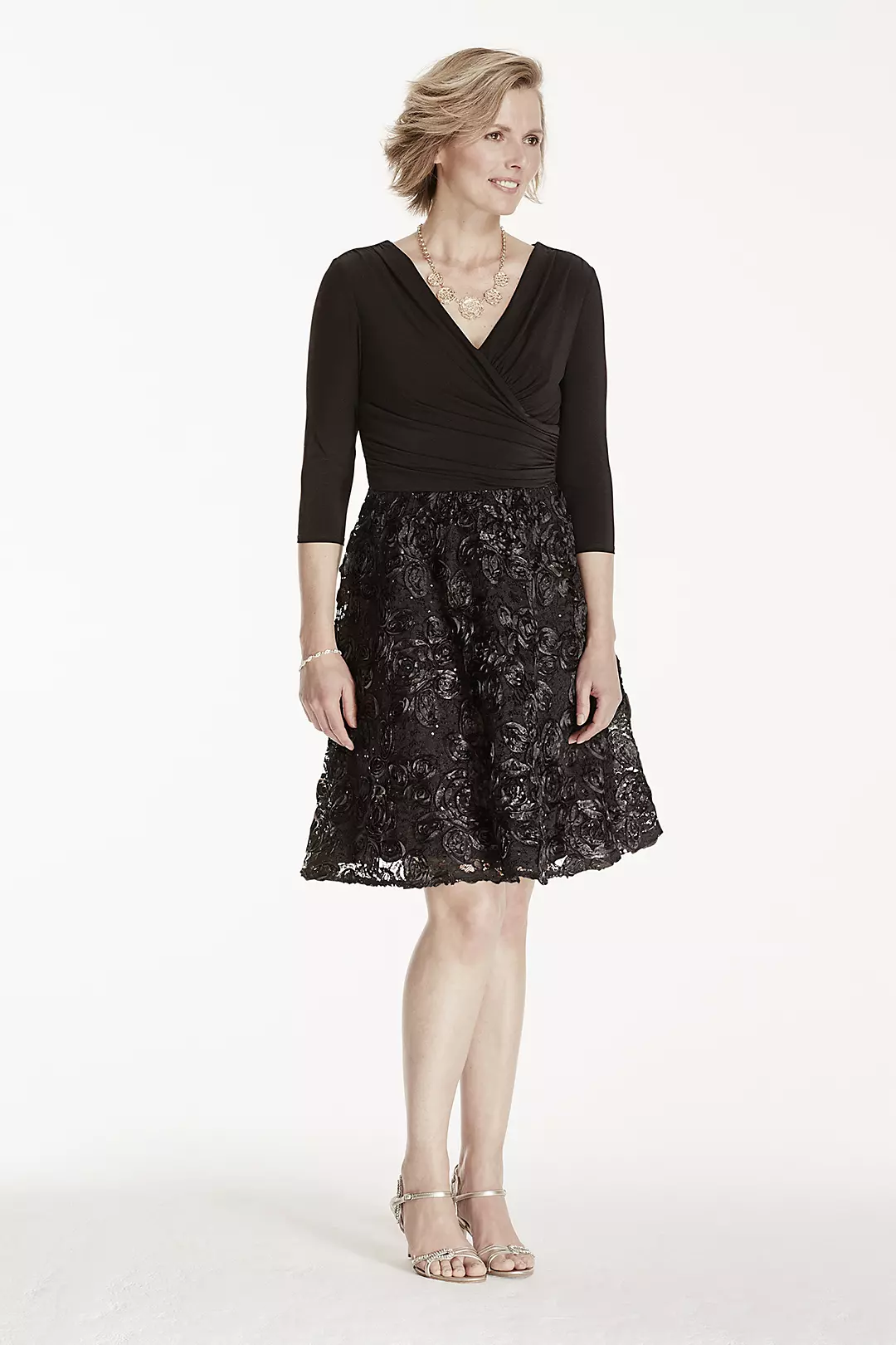 Jersey Dress with Sequined Soutache Skirt Image
