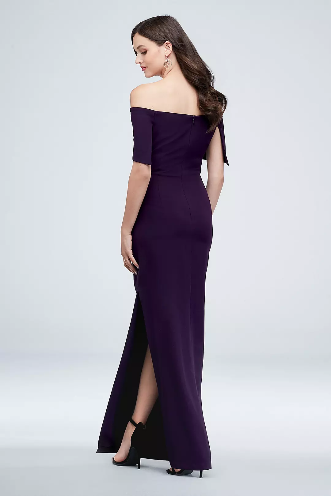 Off-the-Shoulder Foldover Ruched Gown with Slit Image 2