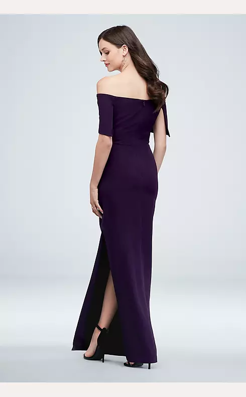 Off-the-Shoulder Foldover Ruched Gown with Slit Image 2