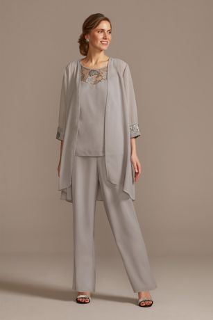 Elegant Mother Of The Bride Pant Suits With Jackets Outdoor 3 Piece