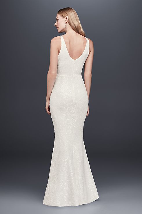 Allover Sequined V-Neck Sheath Gown  Image 2