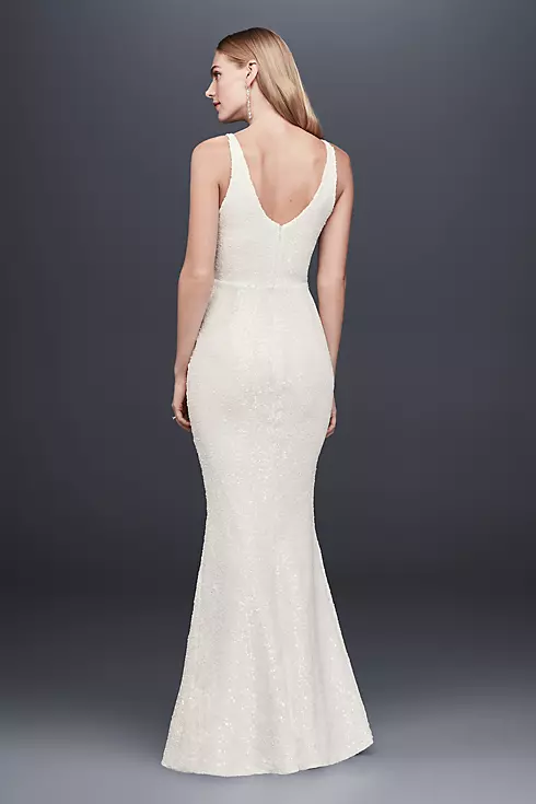Allover Sequined V-Neck Sheath Gown  Image 2